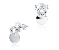 Round CZ Overlap Style Silver Ear Stud STS-3244